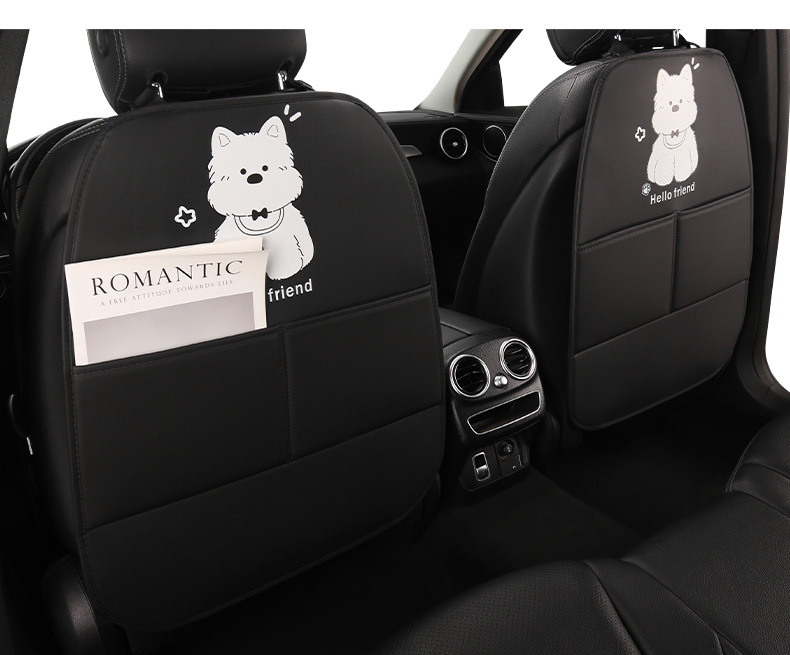 Puppy Lady Cute Cartoon Car Seat Back Anti-Kick Pad Car Seat Rear Anti-Fouling Pad with Storage Strap