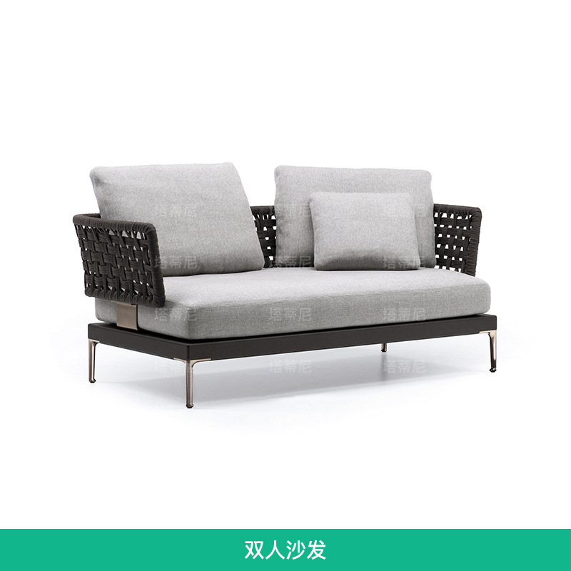 Conjunto de sofás de ratán para terraza, patio, jardín, solárium, silla de ratán para balcón, sofá de aleación de aluminio. image 11