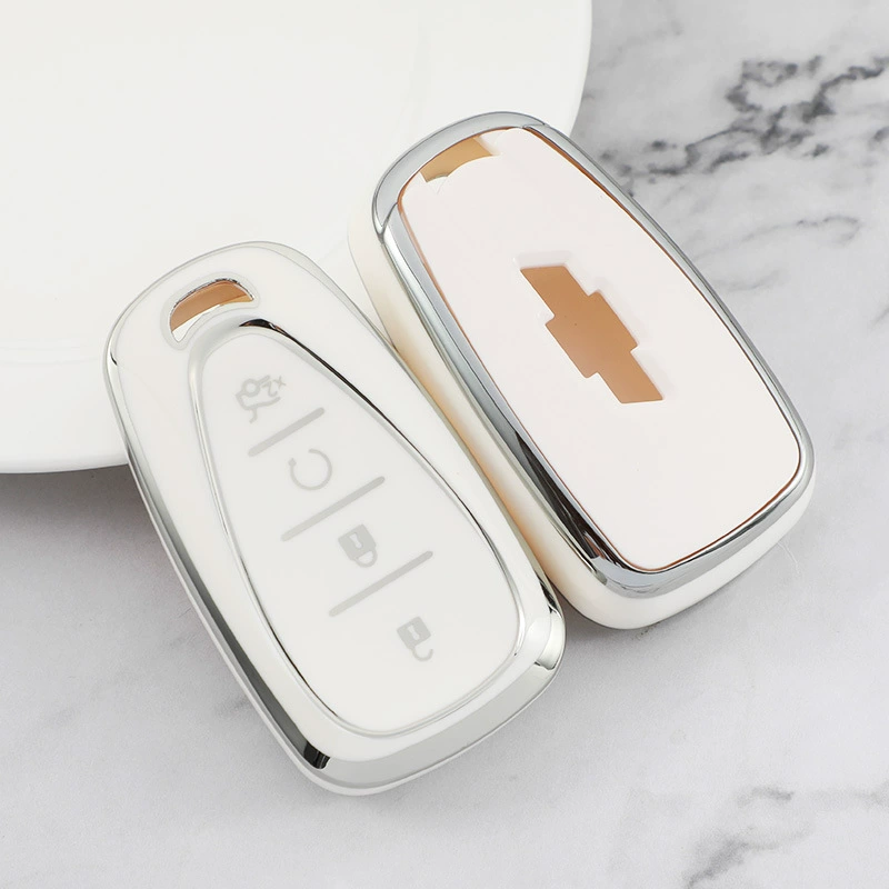 Чехол для ключей Chevrolet подходит для ключа Mai Rui Bao XL New Frontier Trailblazer, чехол для ключей из ТПУ, серебристый край