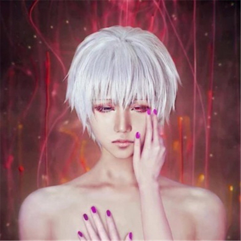 Wig men's and women's Japanese anime cosplay Tokyo white fake hair short hair manufacturers a generation of hair