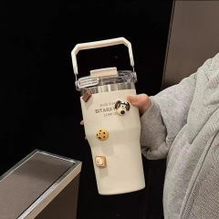 SITARAYURIアイスカップ大容量ストロー保温カップコップコップ保冷ハードハンディダブルコーヒーカップ