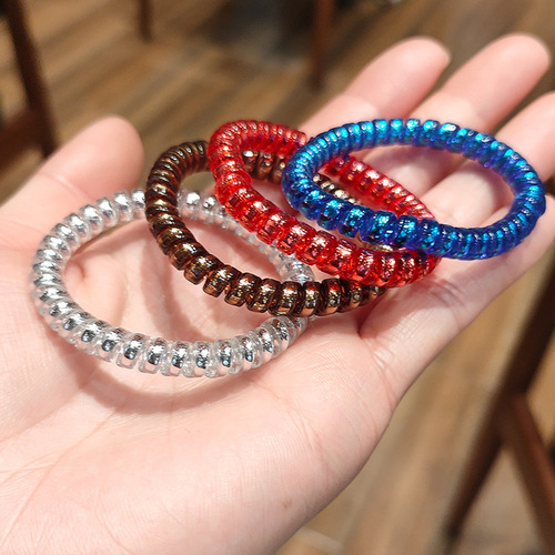 Thin gold and silver phone cord headband hair band summer cool Korean style hair tie 2 yuan store stall hair tie hair rope batch