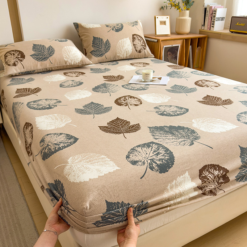 Funda de cama cepillada de algodón cubierta protectora de colchón de una sola pieza 2024 nueva funda de cama impresa para una sola persona para todas las estaciones