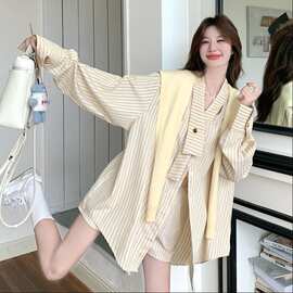 2026设计感条纹衬衣三件套 C161-8925-P165-K248