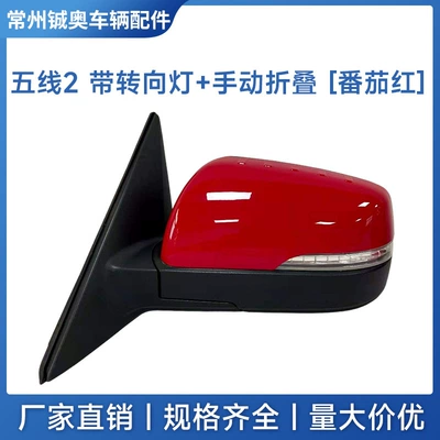 Reversing Mirror Assembly with Painted | Rear mirror/rearview mirror assembly - left-driver-5-lines-2-with-turn-signal-tomato-red