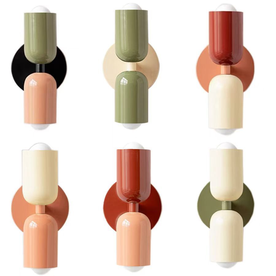 酒店壁灯创意温馨过道壁灯北欧彩色奶油风双头卧室床头灯吸盘灯