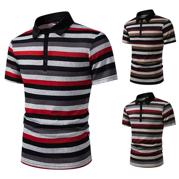 2026 Foreign Trade Summer Amazon New European Size Men's Fashion Color-Blocking Stripes � �