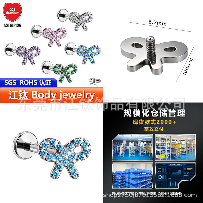 Pointed titanium steel lip stud product view