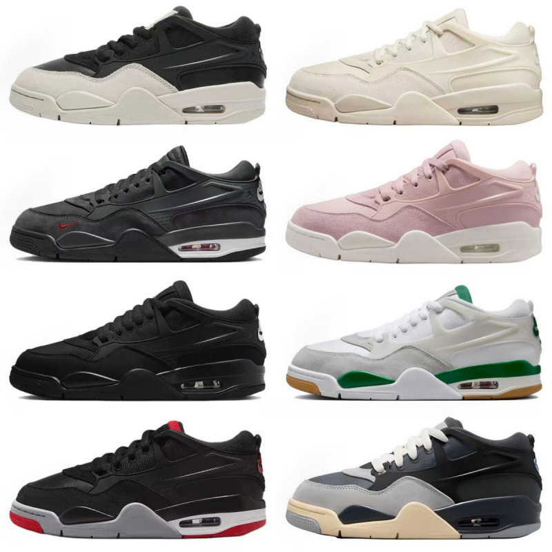 Pure Original Aj4Rm Black Warrior Basketball Shoes Joe 4 First Year Black and Red Replica Sports Shoes Aj4 Low-Top Wear-Resistant Skateboard Shoes