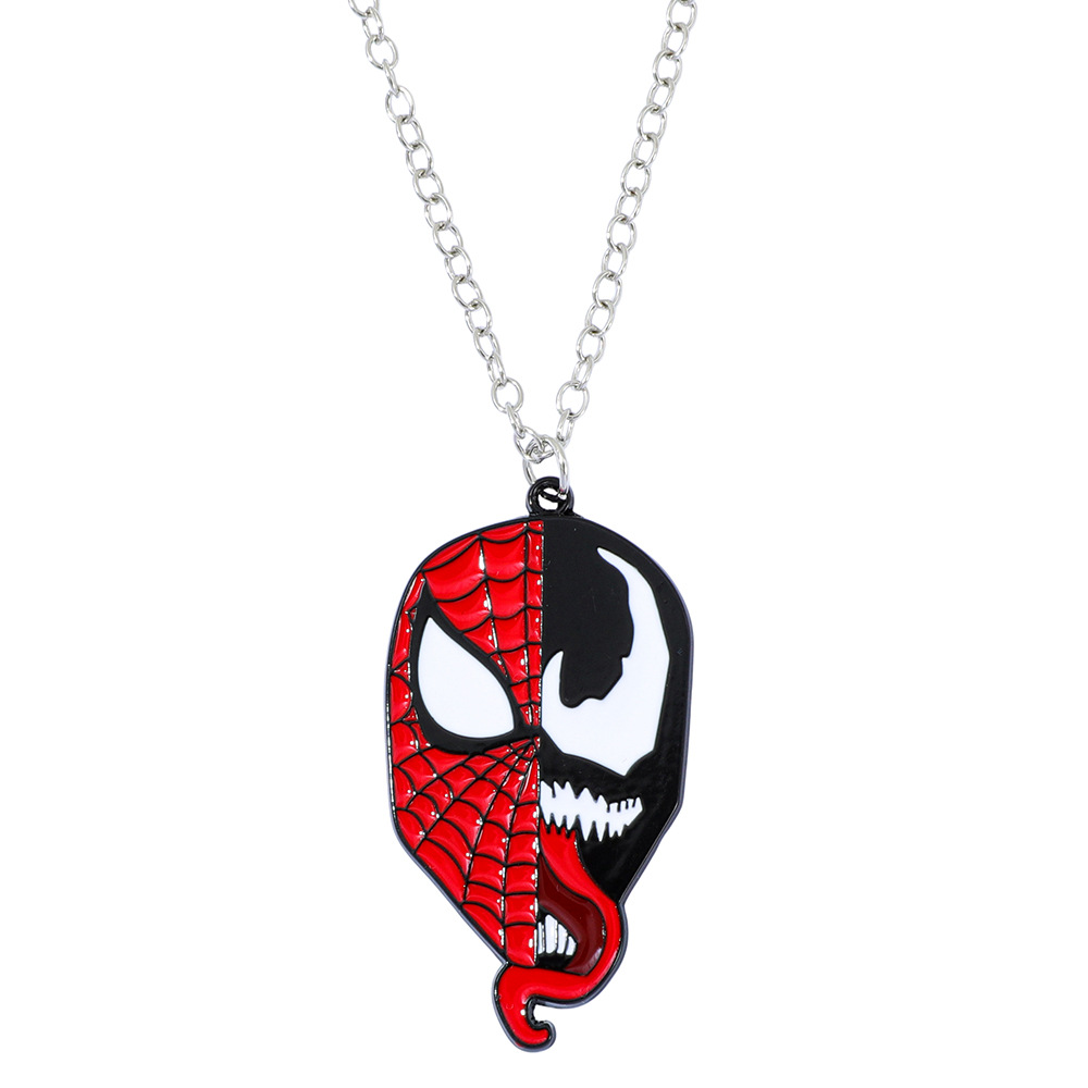Film and Television Peripherals Spider-Man Venom Oil Drop Pendant Necklace Boy Holiday Gift Cartoon Pendant Necklace