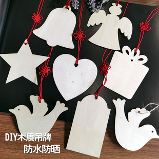 Wooden DIY Blank Wish Card Wish Message Card Tag Christmas New Year Wish Card Hanging X20
