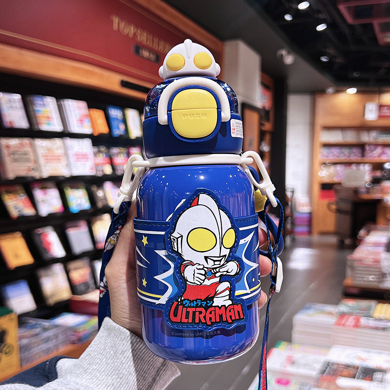 サンリオ子供用ダブルドリンク魔法瓶カップ女の子用かわいいポータブルストローカップ学生スクールクロスボディ落下防止カップ|undefined
