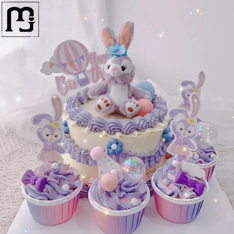 炫恺烘焙蛋糕装饰兔子摆件儿童女孩少女网红生日甜周岁品台派对装