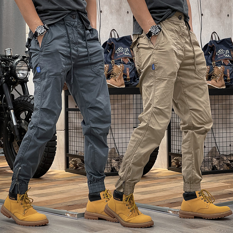 Pantalon cargo homme taille élastique style workwear rétro_voghion.com