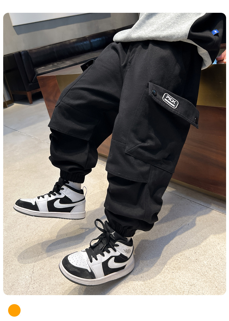 Pantalon De Jogging Cargo Baggy Pour Garçon 5-16 Ans - Tissu Stretch, Taille Haute élastique, Poches, Pour Sport Et Quotidien - 7