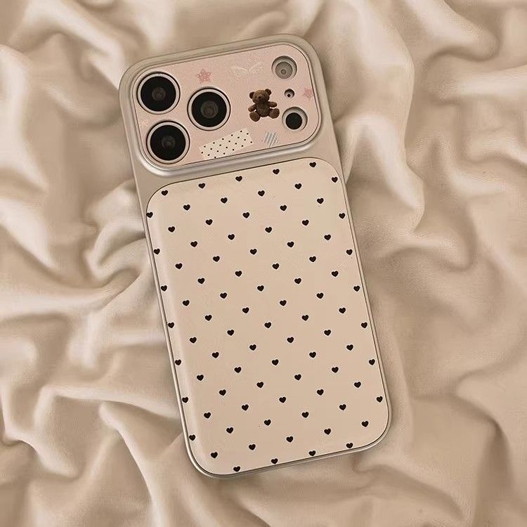 Suitable for Apple 17Promax Mobile Phone Case, All-Inclusive Anti-Fall Protection, Iphone16Plus Simple 15 New Style Heart Bear