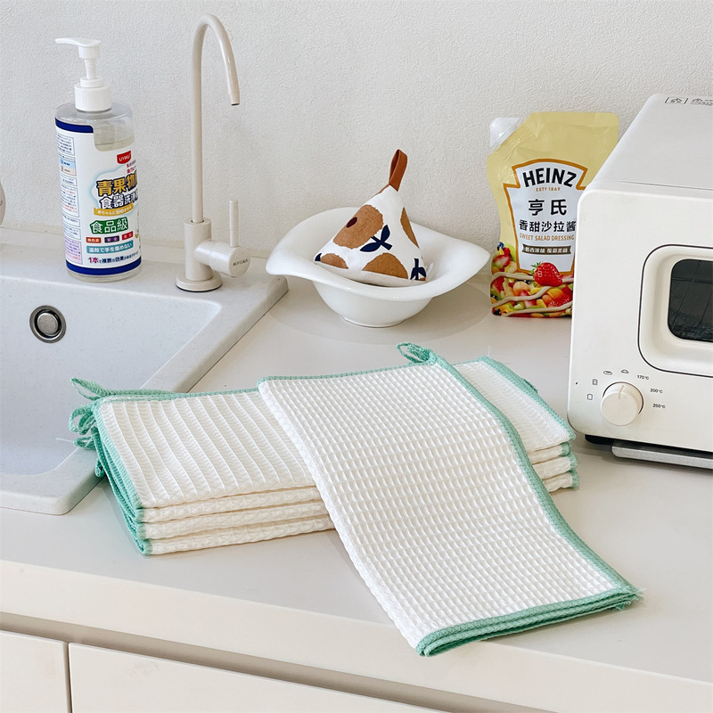 Uyiku Waffle Non-Stick Oil Rag 3-Pack Wood Fiber Cleaning Towel Kitchen Dish Towel Does Not Shed Lint and Is Easy to Clean