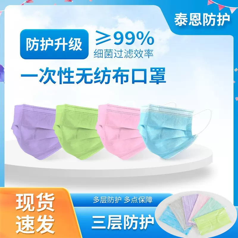 口罩一次性三层防尘透气加厚防勒男女独立装大脸专用防护挂耳式