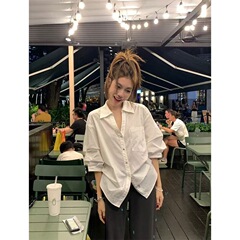 2025新款高级感法式气质长袖衬衫女秋季老钱风宽松慵懒上衣现货