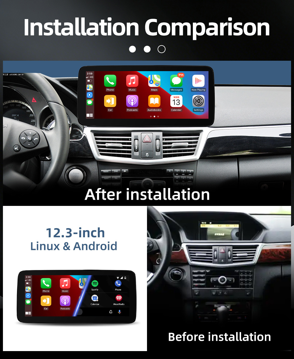 Car Bluetooth Carplay Is Suitable for Mercedes-Benz E-Class 4-Door Model W212 2010-2016 Navigation Center Console Large Screen