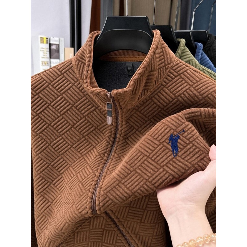 [Outlet Brand Discount] Paul Autumn and Winter Men's Stand Collar Cardigan Zipper Sweatshirt Polar Fleece Jacket