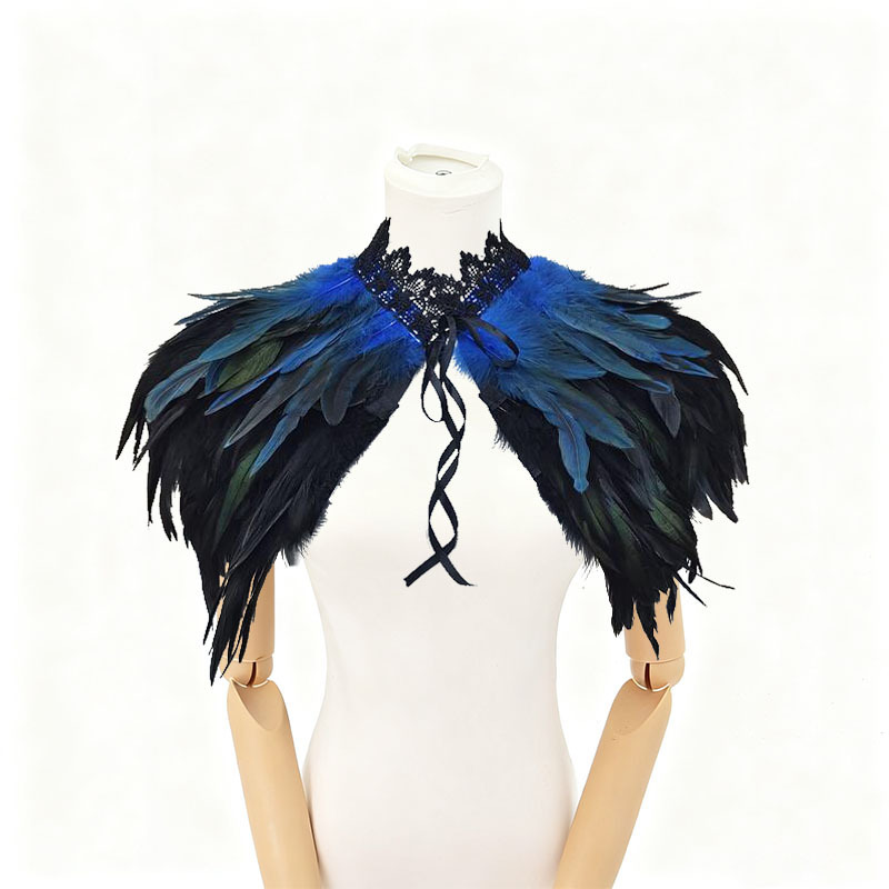 Challas de plumas, capa de lucha libre, baile de baile, chaleco de plumas, cuello falso, bib, capa de plumas gruesas, amazonas