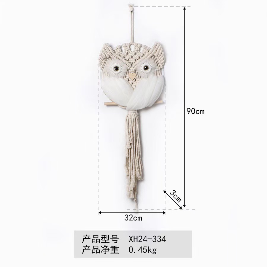 Cuerda de algodón tejido a mano colgante de búho tapices de pared creativos bohemios adornos de decoración del hogar de estilo nórdico