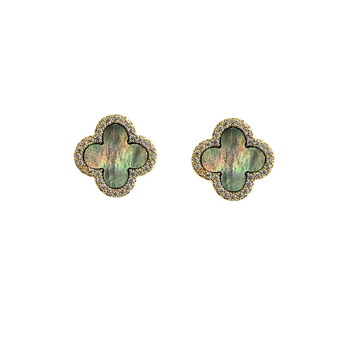 Natural shell S925 silver needle earrings gray light earrings European and American high-end light luxury earrings for women 44130