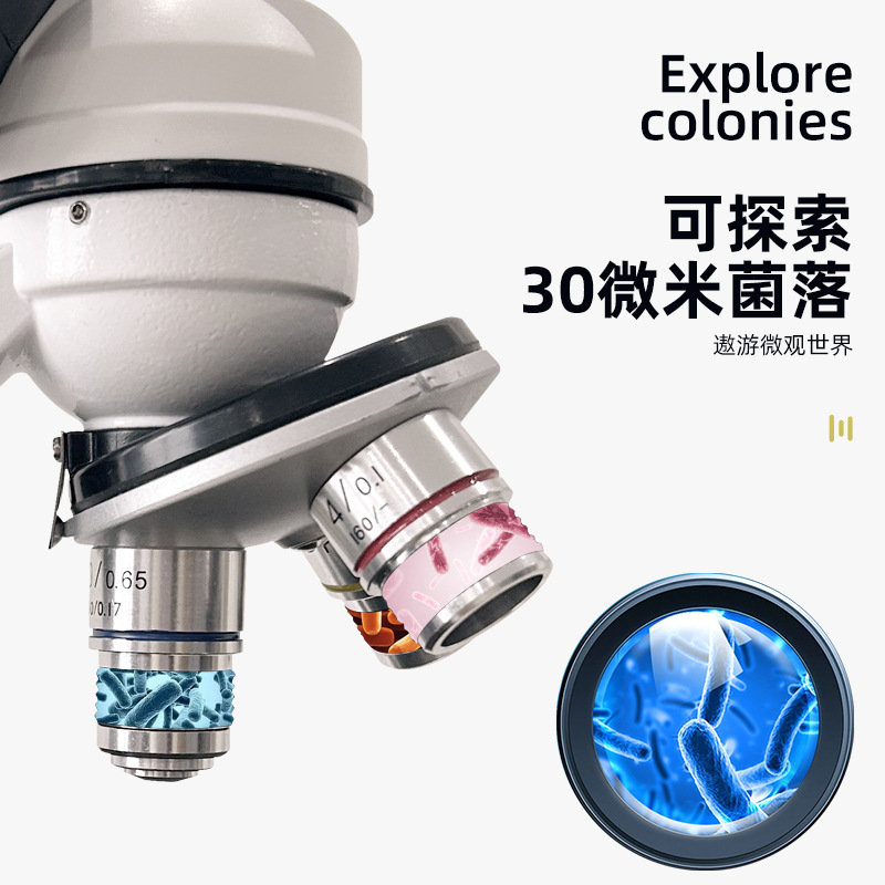 Professional microscope for students, equipment for experiments, optics 2