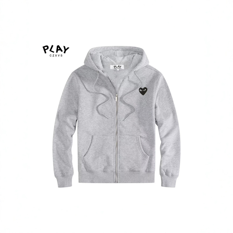 play heart-shaped hooded sweatshirt for men and women, fleece-lined zip-up sweatshirt, Baoling jacket, trendy brand Chuanjiu couple's sweatshirt