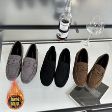 毛毛鞋女外穿2025新款平底单鞋百搭女鞋棉瓢鞋子秋冬季加绒豆豆鞋