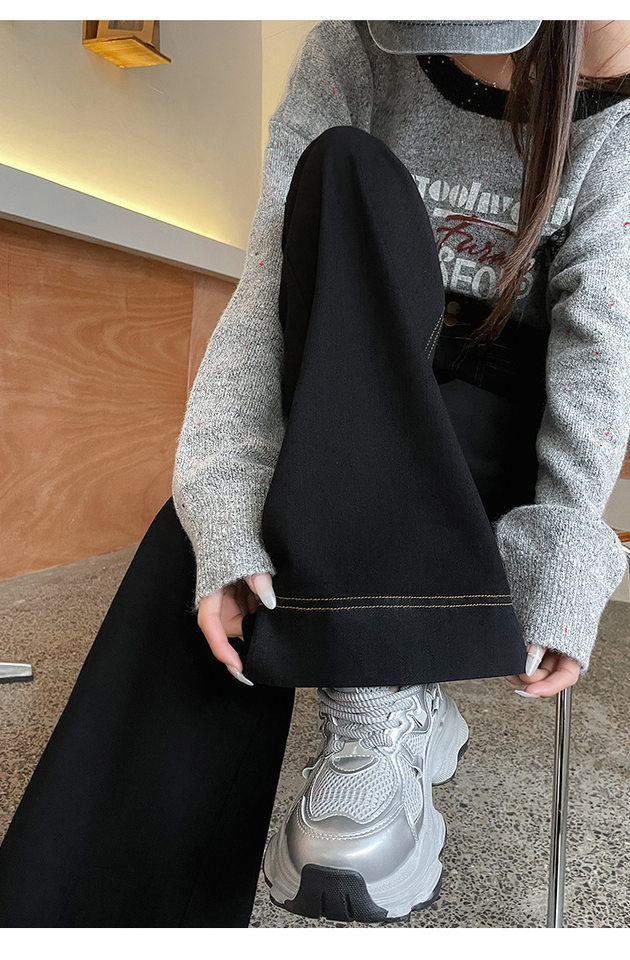 Quần jean ống rộng nữ cạp cao co giãn hai cúc phong cách Hàn Quốc — Quần Croptop Đen, Quần crop top màu xanh cao cấp, Quần xanh cao cấp, Tiện ích mở rộng màu xanh cao cấp chi tiết 17