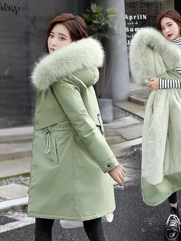 Winter long warm down jacket, European style, mid-length