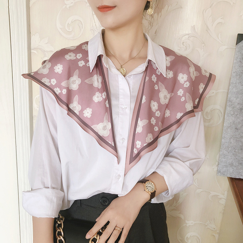 2025 nuevo bufandas de seda hexagonal bufandas de hombro alta sensación de moda de diseño minimalista de seda simulada bufandas temperamento universal