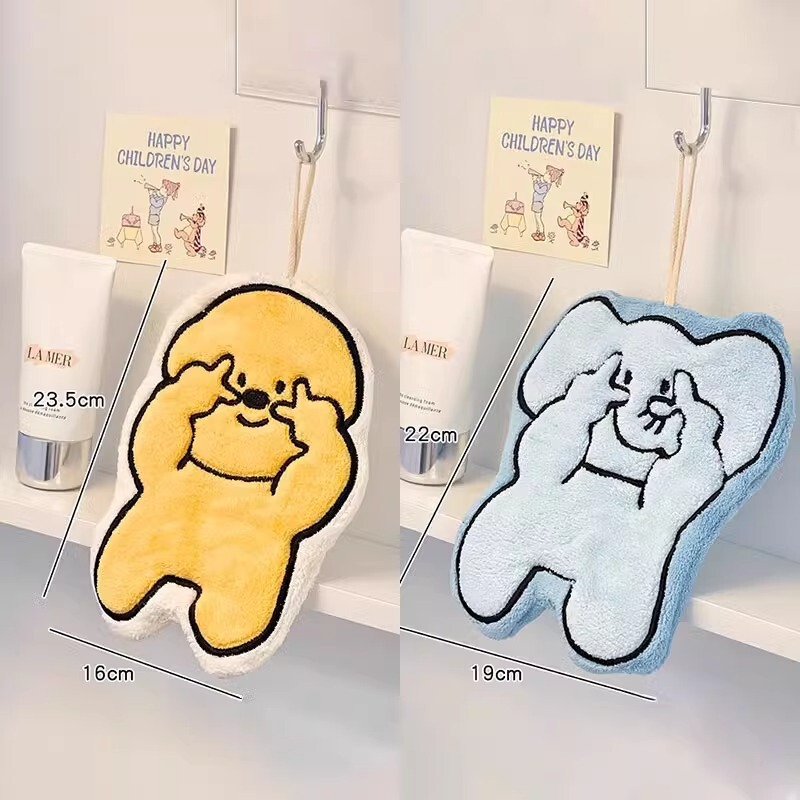 かわいい漫画刺繍コーラルベルベットワイプ家庭用キッチンタオルトイレ子供手洗い强い吸水ワイプタオル|undefined