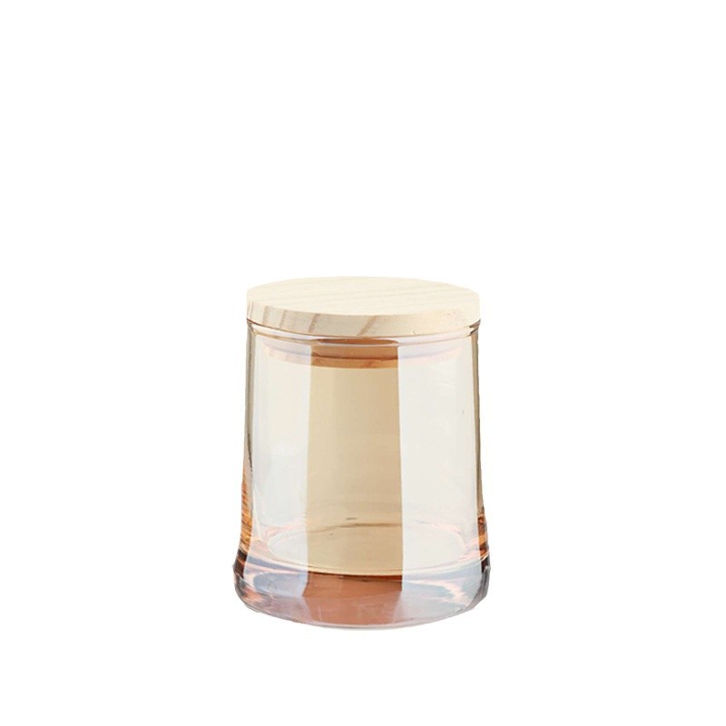 Tazas de vidrio de colores transfronterizas en forma de T tazas de vela decorativas creativas para el hogar con tazas vacías cubiertas al por mayor