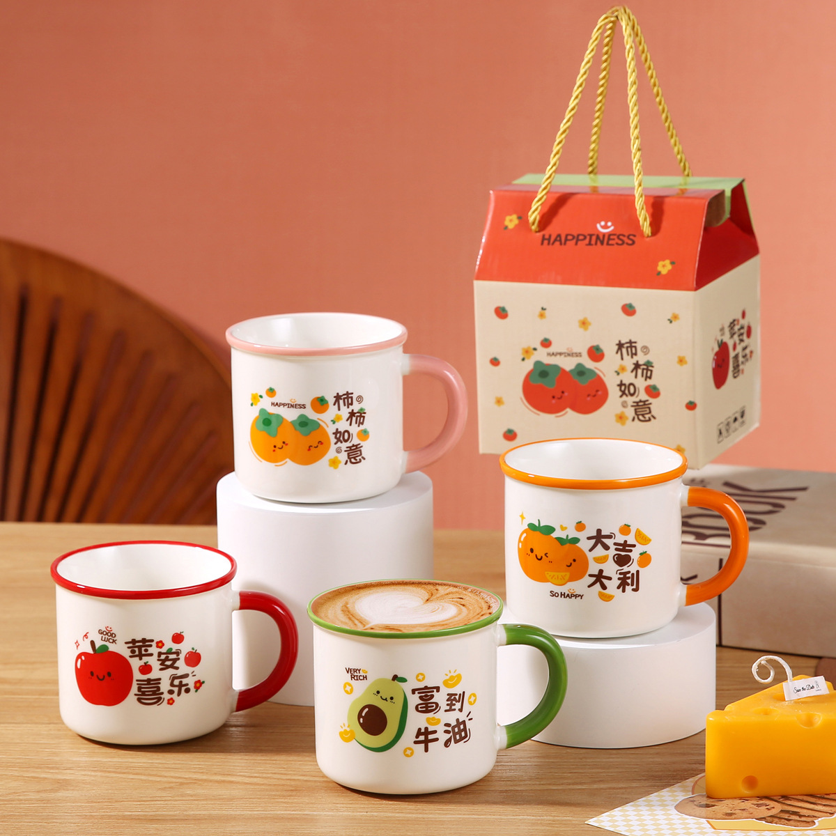 心愿文字马克杯高颜值女生创意复古陶瓷水杯生日礼物伴手礼杯子