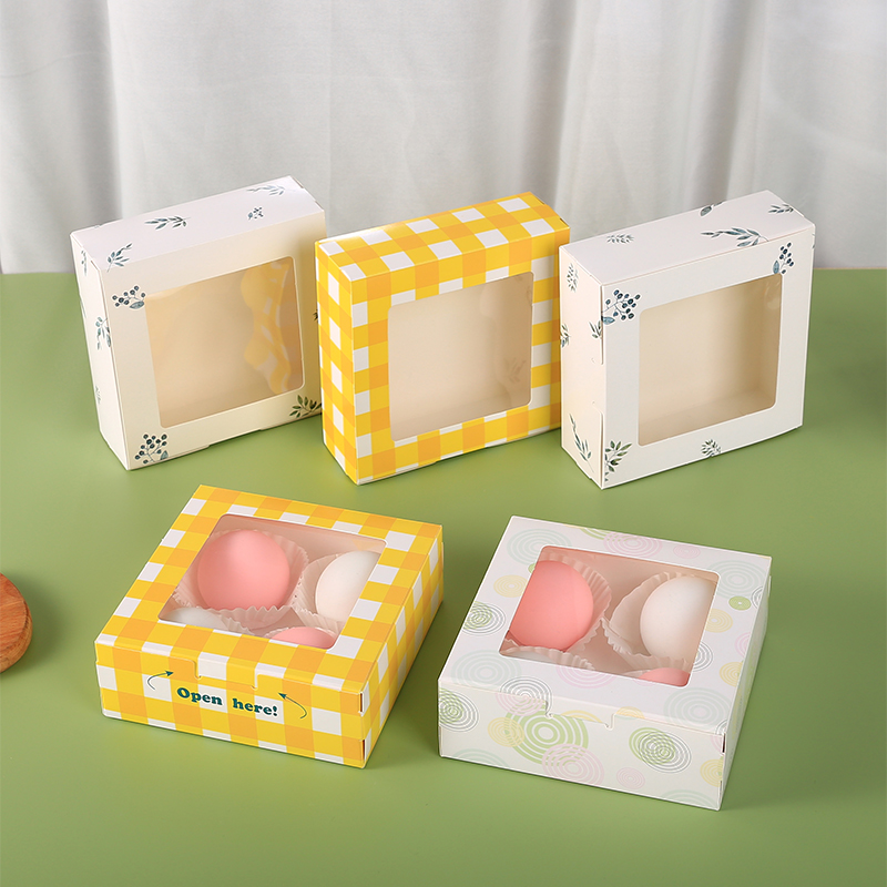 Caja de embalaje de tartas de pastel, caja de embalaje de tartas de pastel de cuatro granos, caja de embalaje de papas fritas de comida rápida desechable de 2 / 4 / 6 granos, caja de nieve