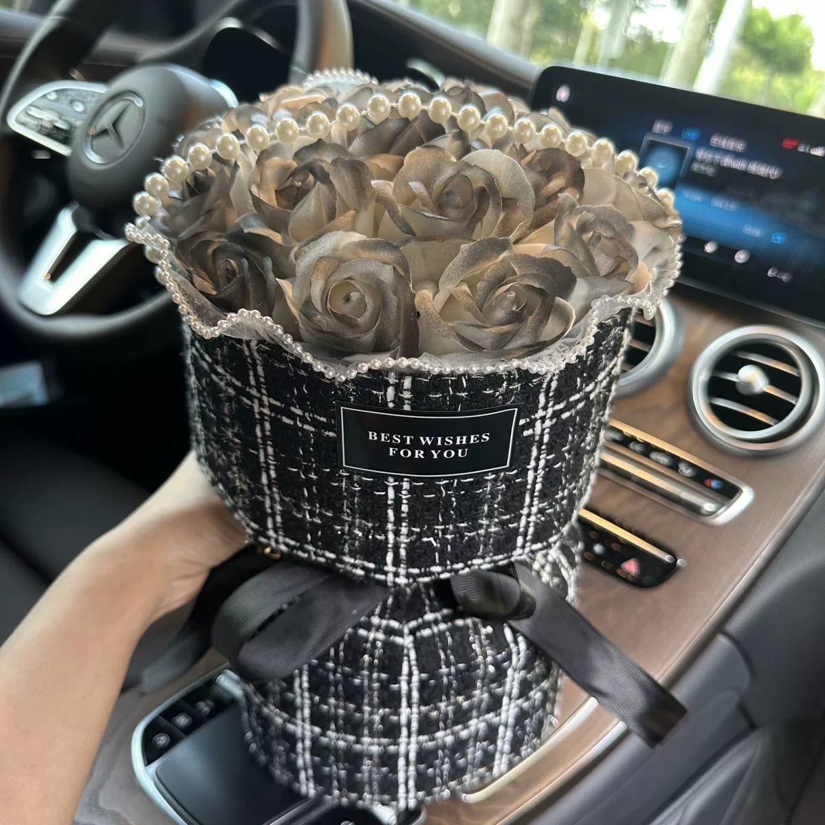Рождественская кукла для подруги, подарок на день рождения, стиль Chanel, розы, букет