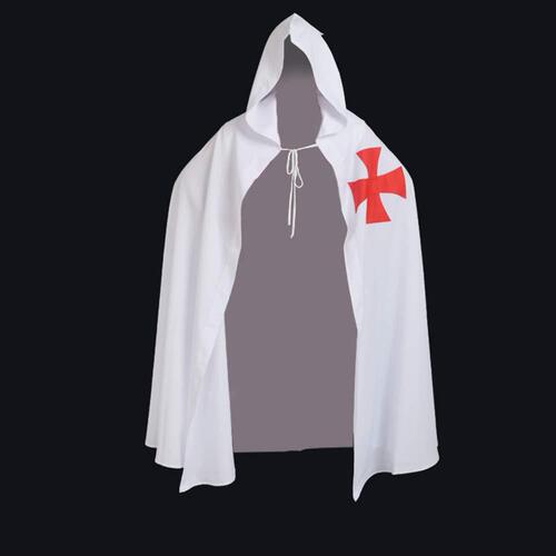 Medieval Templar Knight Warrior Role-Playing Roman Empire Cloak Robe for Halloween Themed Costume