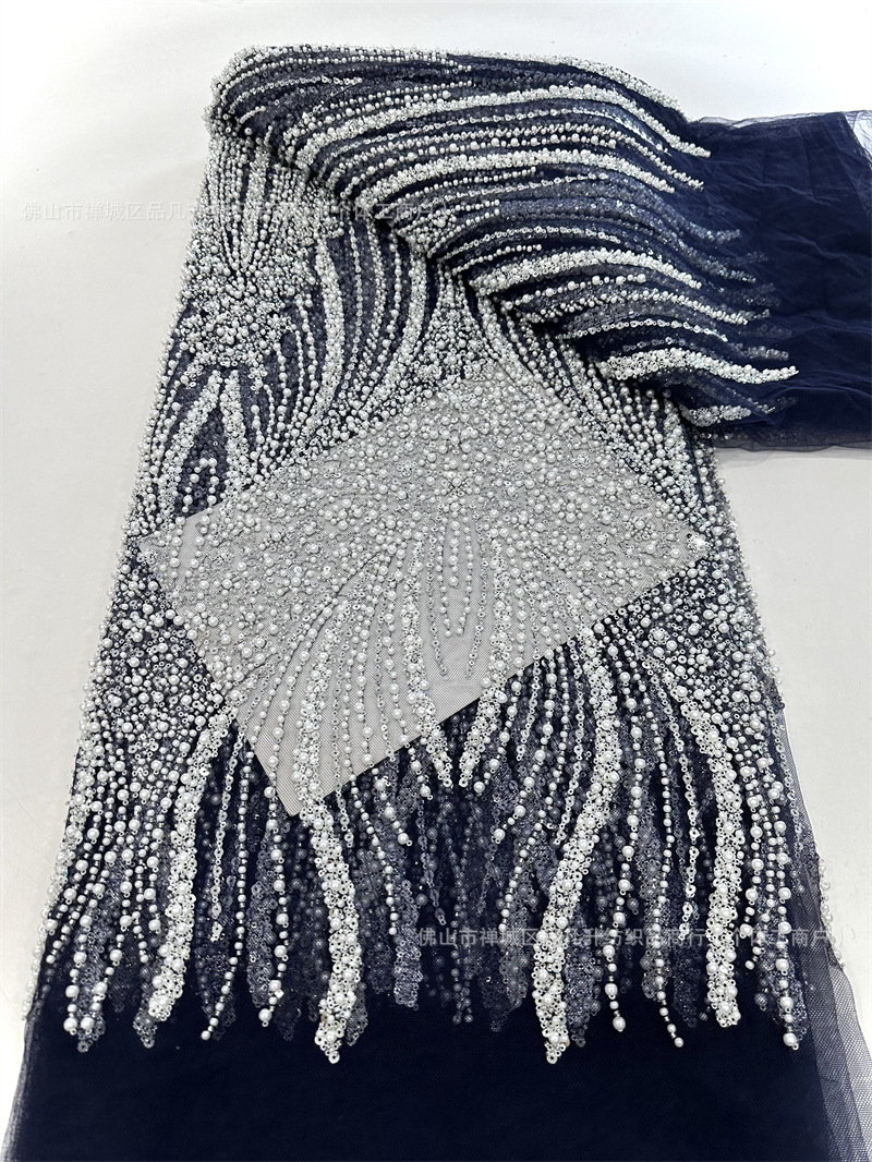 Comercio exterior transfronterizo spot tela de bordado con cuentas de espuma tela de bordado con tubo de cuentas vestido de novia de alta calidad tela de vestido de noche image 14