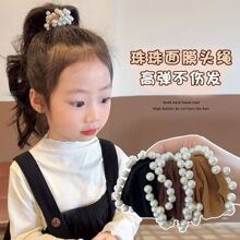 超宽毛巾圈珍珠皮筋高弹力头绳无接缝发绳珠珠面膜发圈高马尾头饰