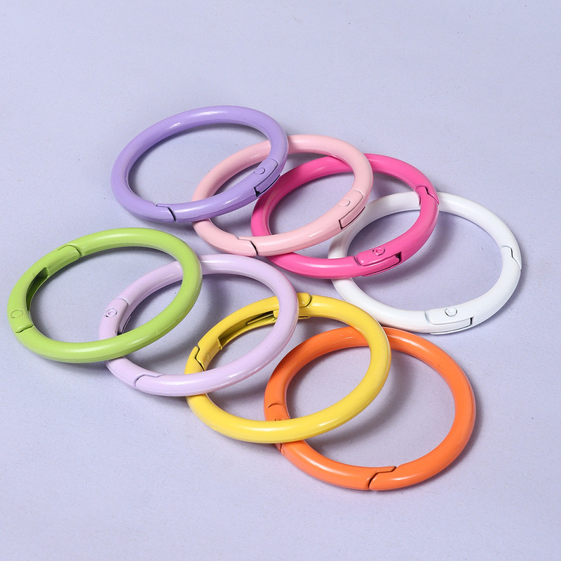40mm Metal Paint Colorful Card Ring Spring Buckle DIY Jewelry Accessories Key Ring Round Open Ring Hanging Ring