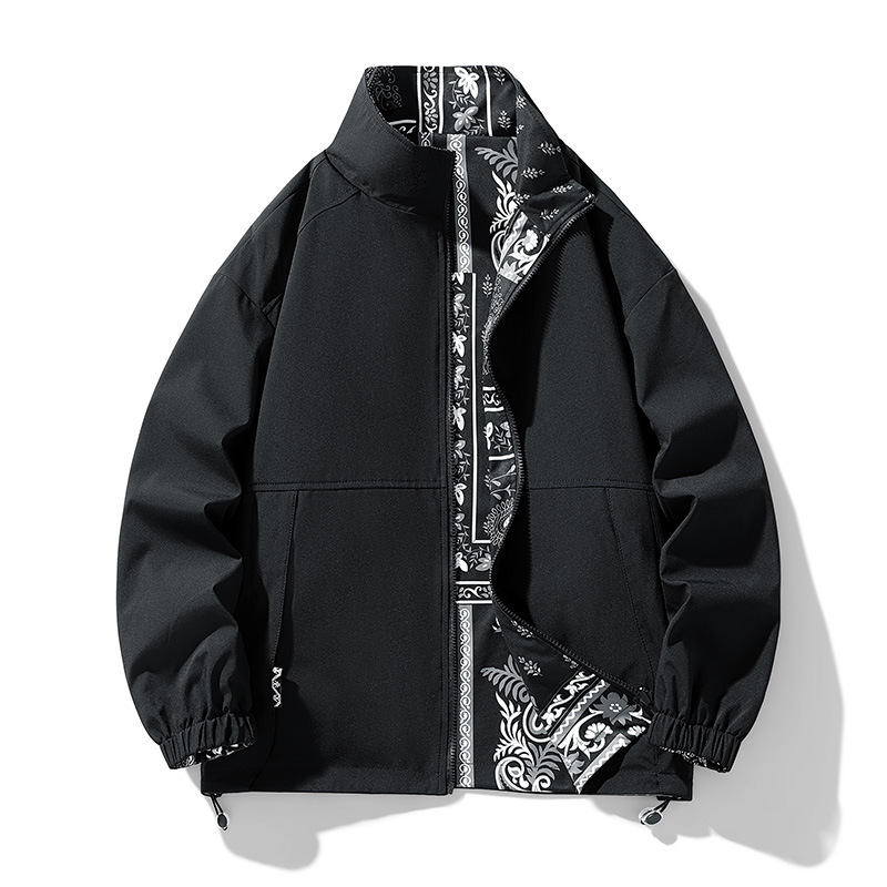 Chaqueta de hombre de tamaño grande 2024 nuevo chaqueta de hombre de doble cara, moda casual juvenil, chaqueta de cuello de hombre suelta