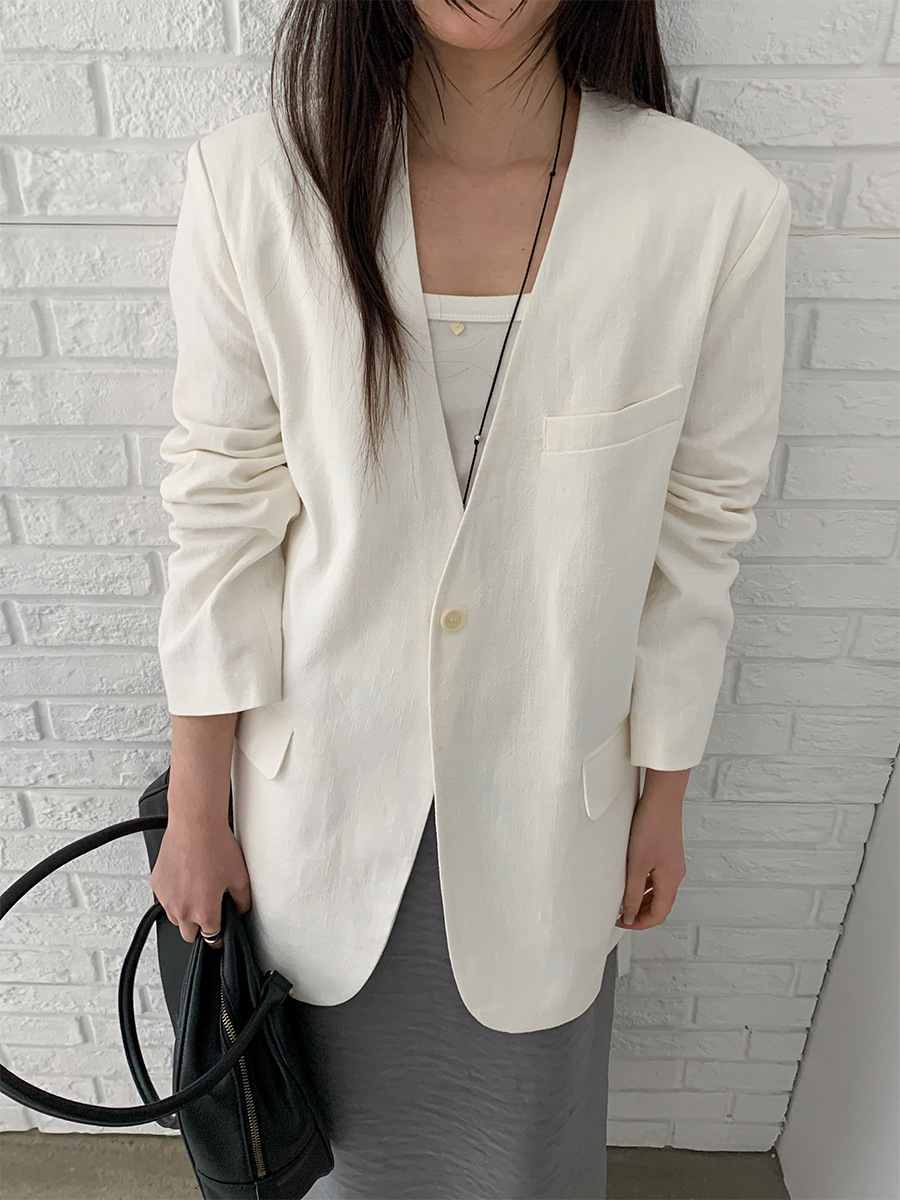 【】MOXI十三行婦人服スーツジャケット女性用スモールスーツ女性用麻綿素材