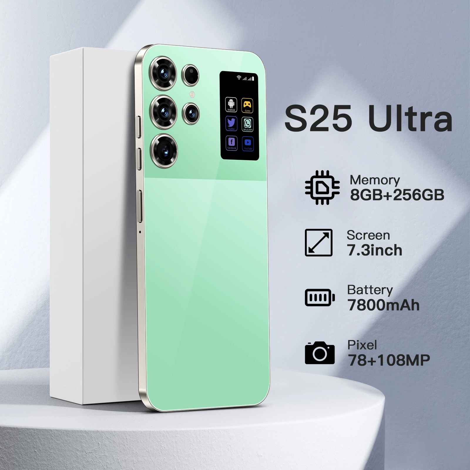 Смартфон S25 Ultra, Android 4G, 8 ГБ+256 ГБ, широкоформатный 7,3" экран