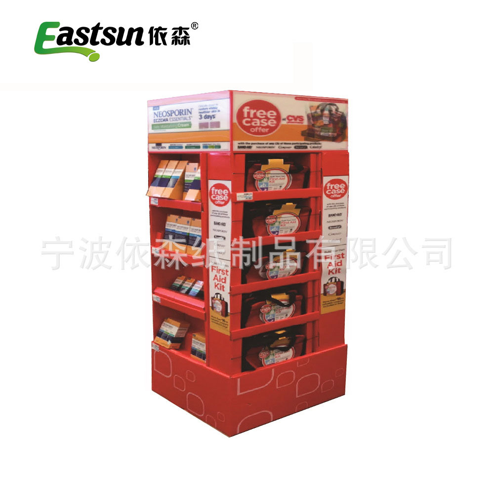 超市促销展架 零售展示架 食品纸展架 纸类陈列架 纸制展示柜