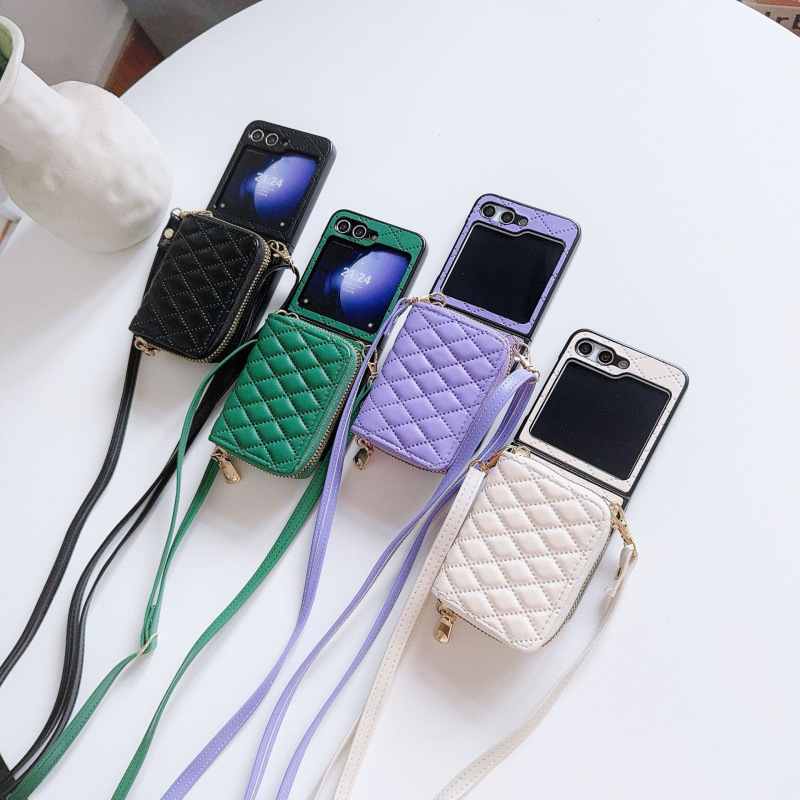 Chanel-Style Plaid Wallet Phone Case Suitable for Samsung Zflip7/Fe, Foldable Zflip6 Crossbody 5/4 Protective Cover Chanel-Style Plaid Wallet Phone Case Suitable for Samsung Zflip7/Fe, Foldable Zflip6 Crossbody 5/4 Protective Cover