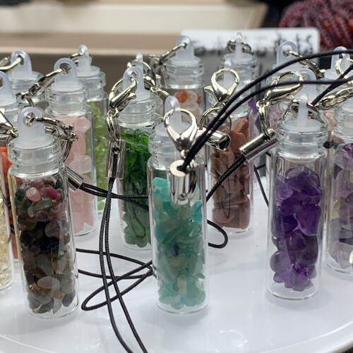Natural crystal tourmaline diopside aquamarine bag hanging mobile phone hanging wishing bottle pendant gift jewelry pendant