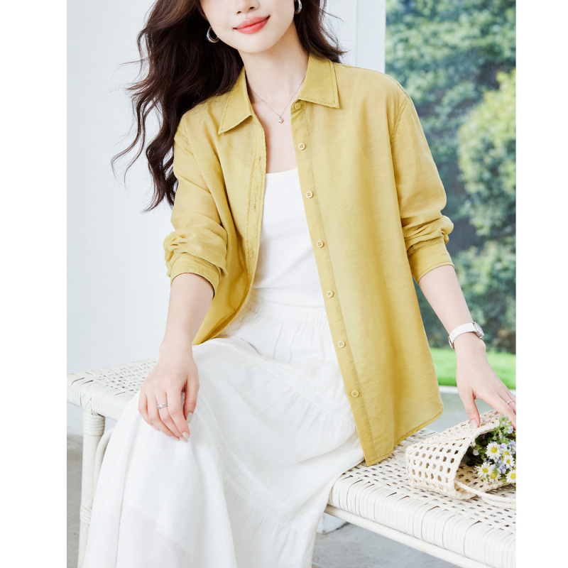 Tencel Lyocell Shirt Women's Long-Sleeved 2026 Autumn New Style Thin Breathable Top Travel Outdoor Sun Protection Shirt Tencel Lyocell Shirt Women's Long-Sleeved 2026 Autumn New Style Thin Breathable Top Travel Outdoor Sun Protection Shirt